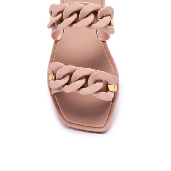 !! NEW !! Jelly Slide Sandals with Chain Detail in Matte Black - Picture 9 of 11